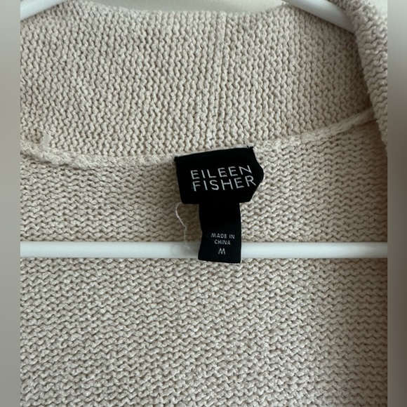 Eileen Fisher Organic Cotton Long Chunky Cream Cardigan Size Medium - Picture 2 of 4